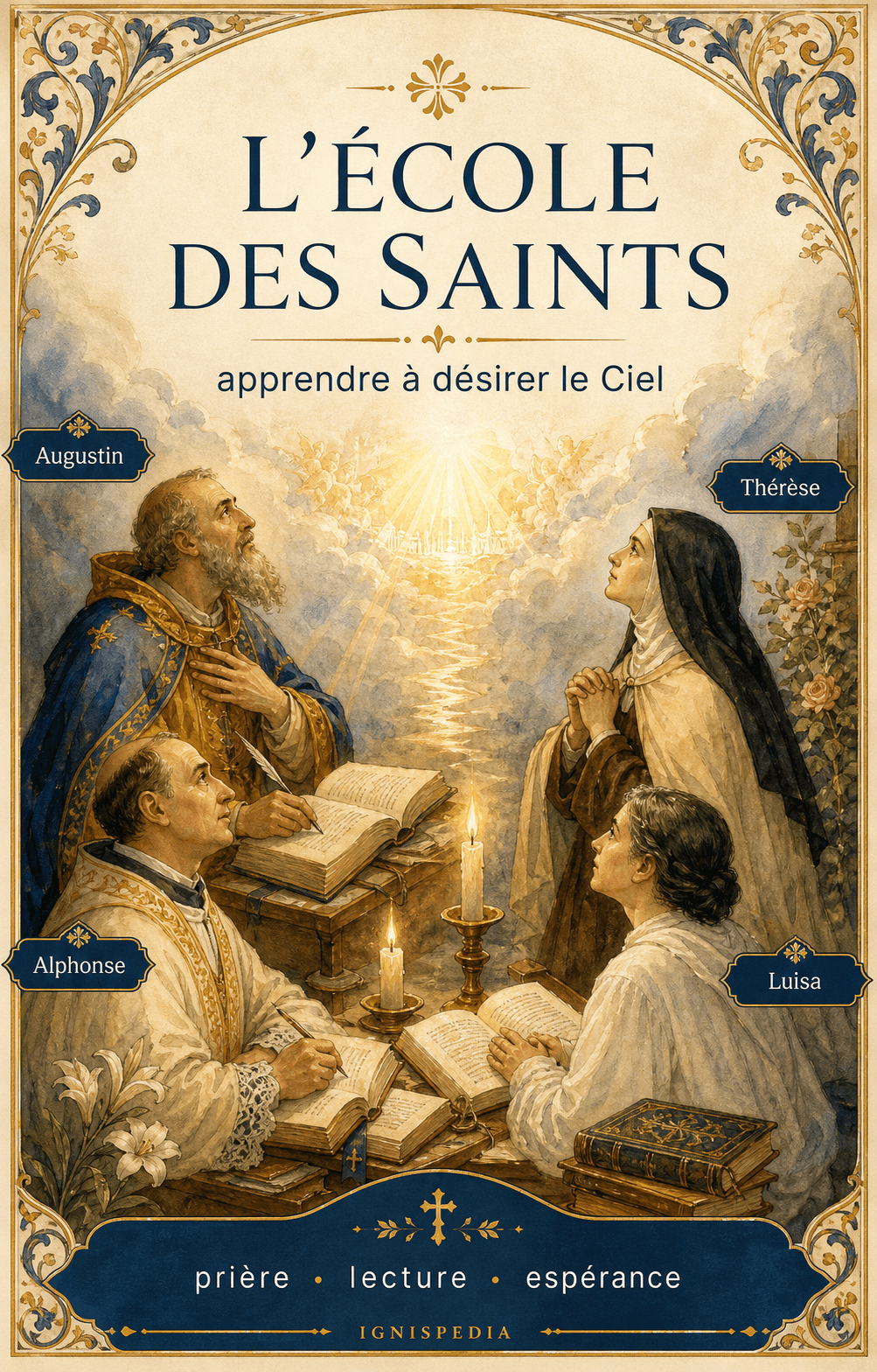 Infographie Ignispedia montrant les saints comme école de l'espérance céleste