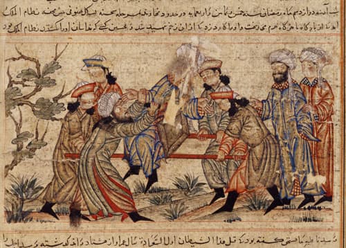 Persian miniature representing the assassination of Nizam al-Mulk in 1092