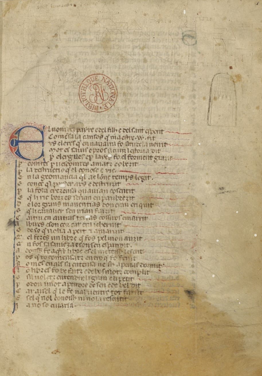 First folio of the manuscript of the Song of the Albigensian Crusade