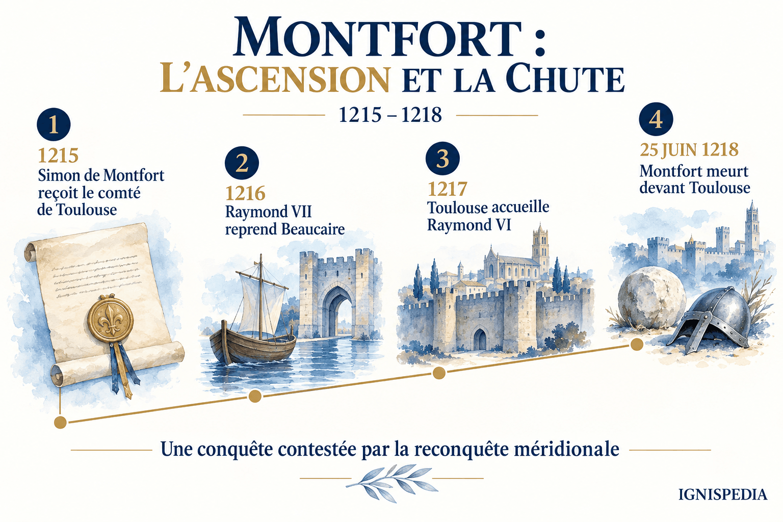 Montfort and Toulouse: four stages between 1215 and 1218