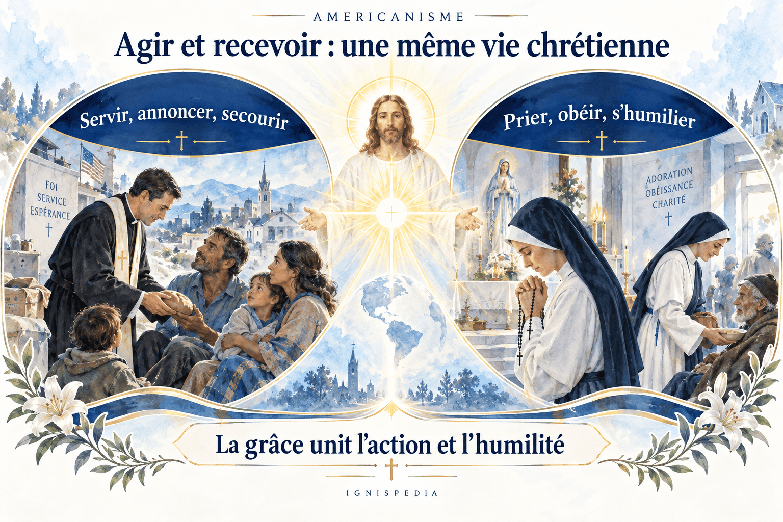 Action missionnaire et humilité contemplative unies par la grâce, sans opposition entre vertus chrétiennes