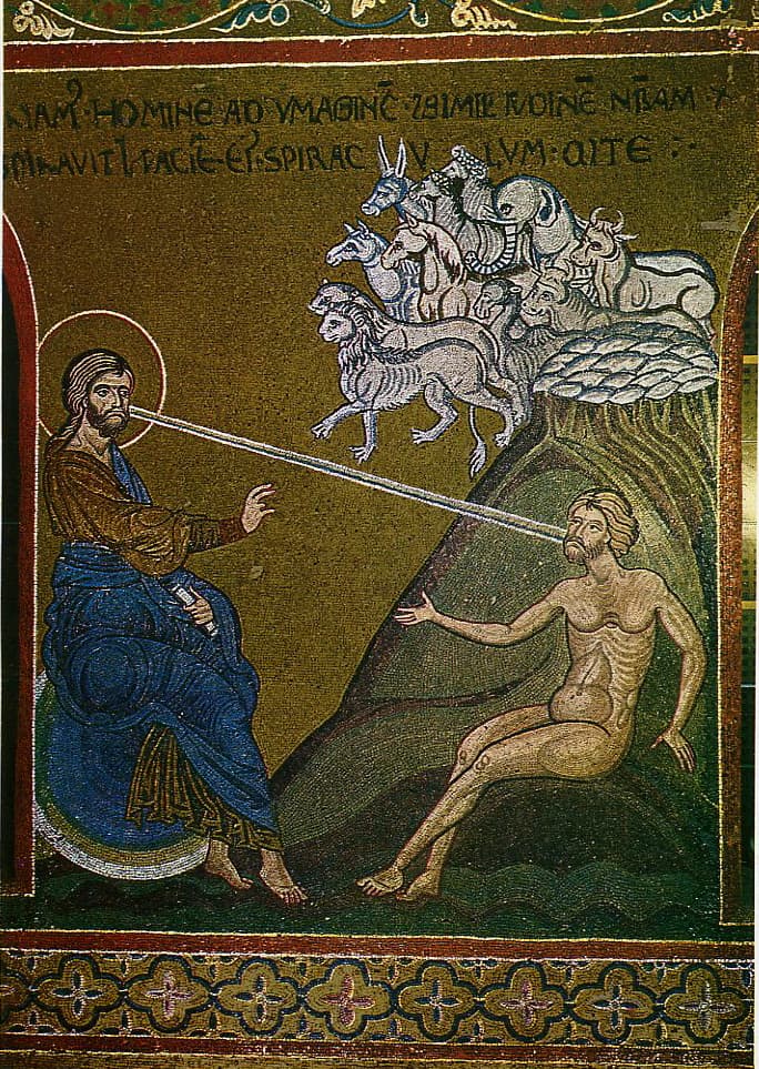 Creazione di Adamo nel mosaico della cattedrale di Monreale