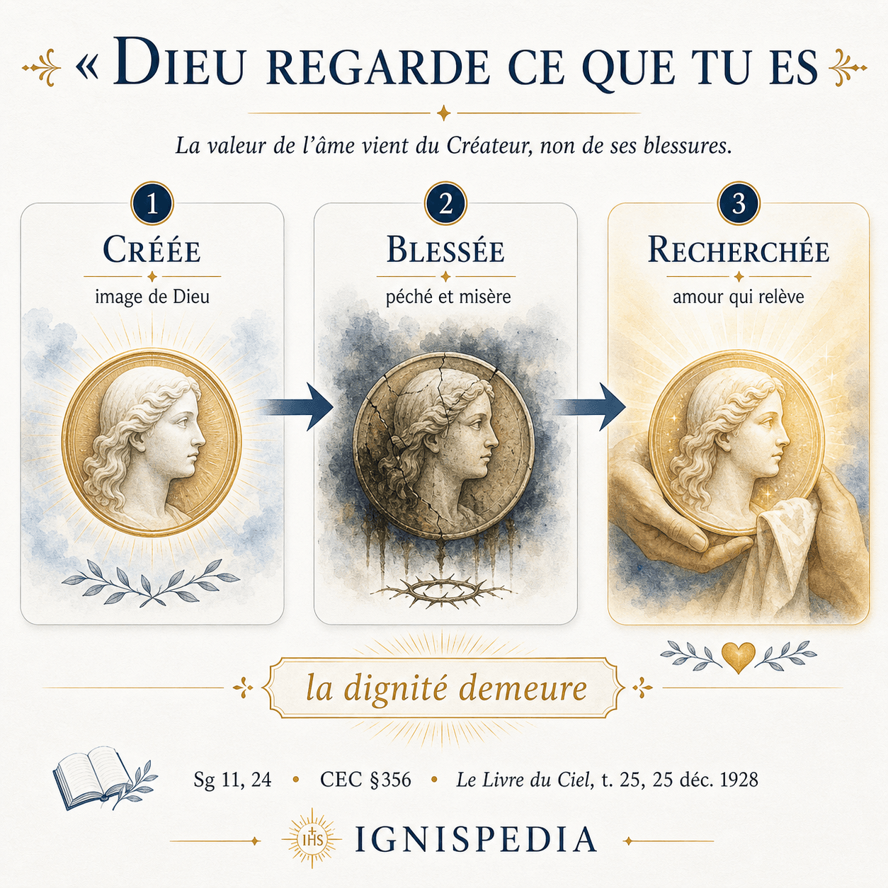 Infografica sulla dignità dell'anima umana nonostante il peccato