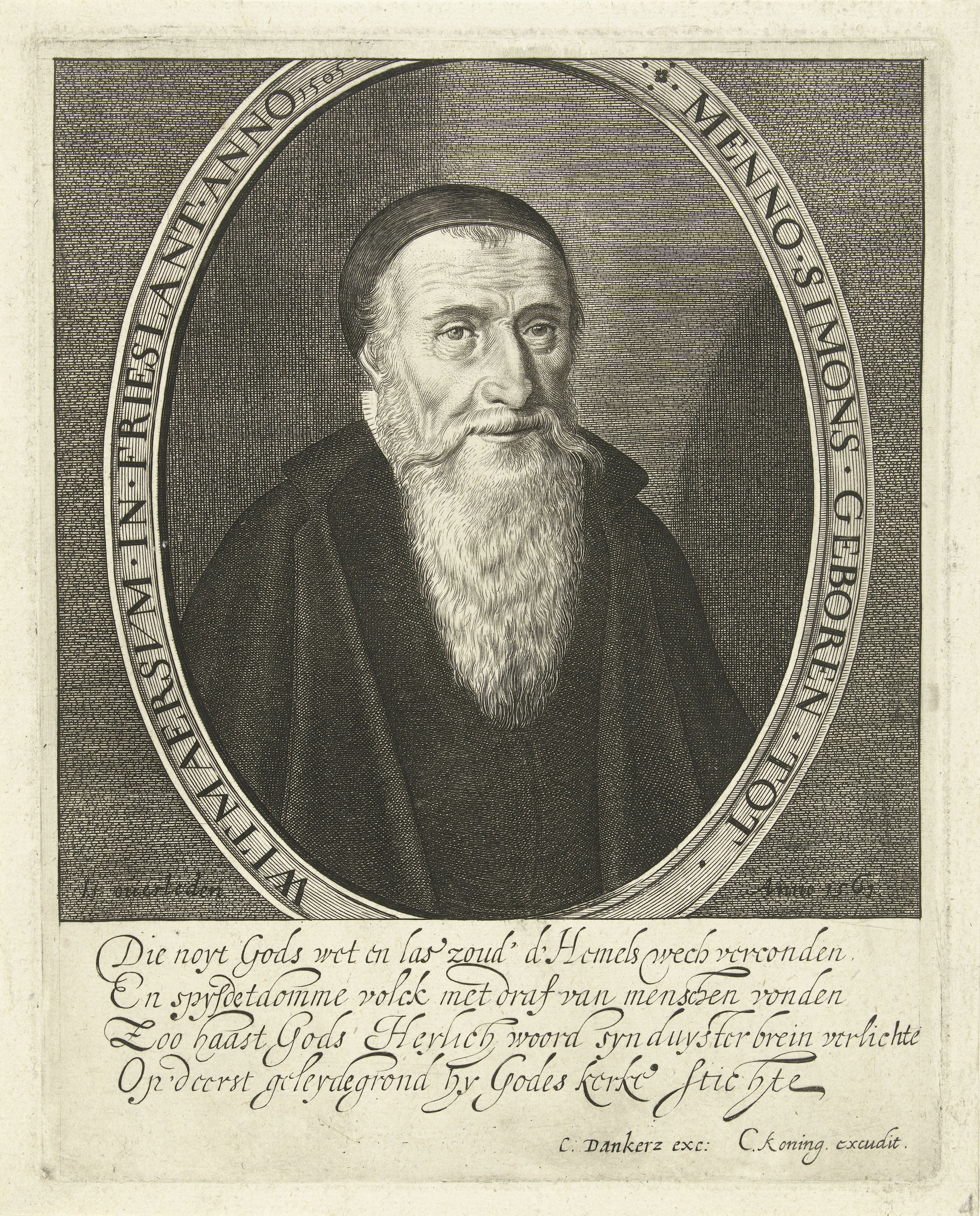 Menno Simons, ritratto inciso conservato al Rijksmuseum