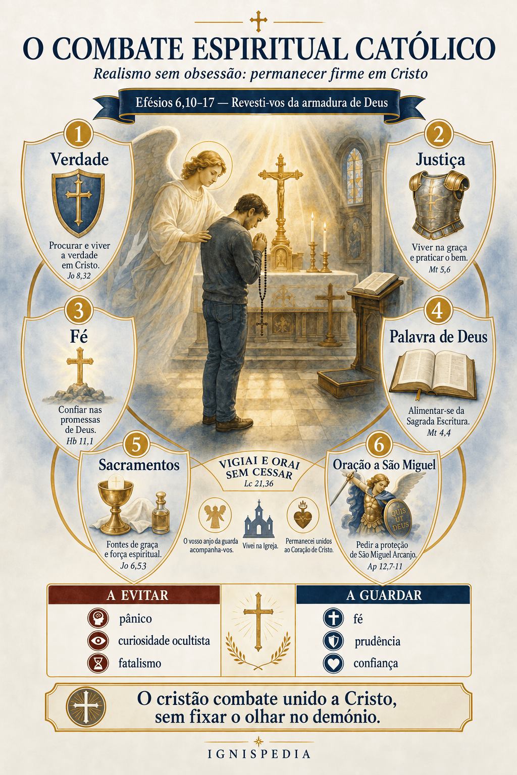 Mapa prático do combate espiritual católico segundo Efésios 6: verdade, justiça, fé, Palavra de Deus, sacramentos e oração