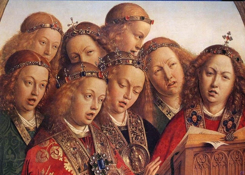 Anjos cantores do retábulo do Cordeiro Místico de Jan van Eyck