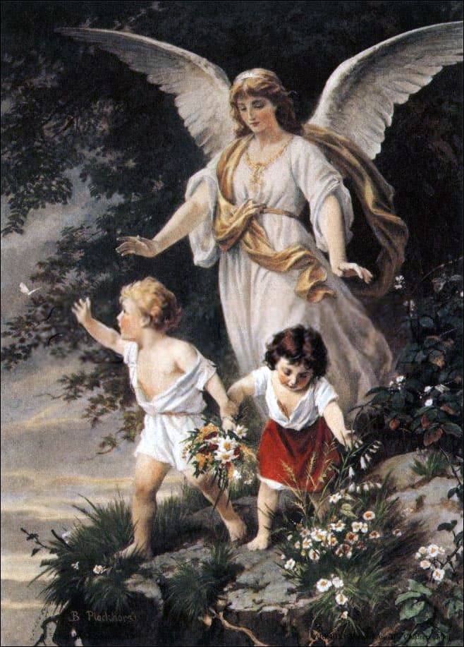 Anjo da guarda guiando uma criança — a vida de oração sob o olhar dos anjos