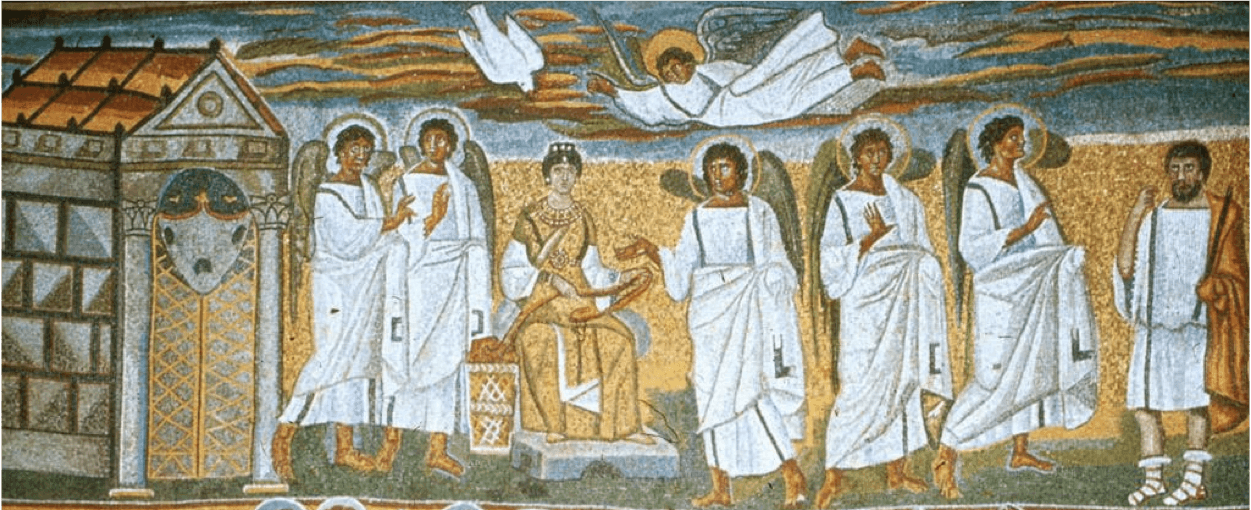 Mosaic of the Annunciation on the triumphal arch of Saint Mary Major in Rome