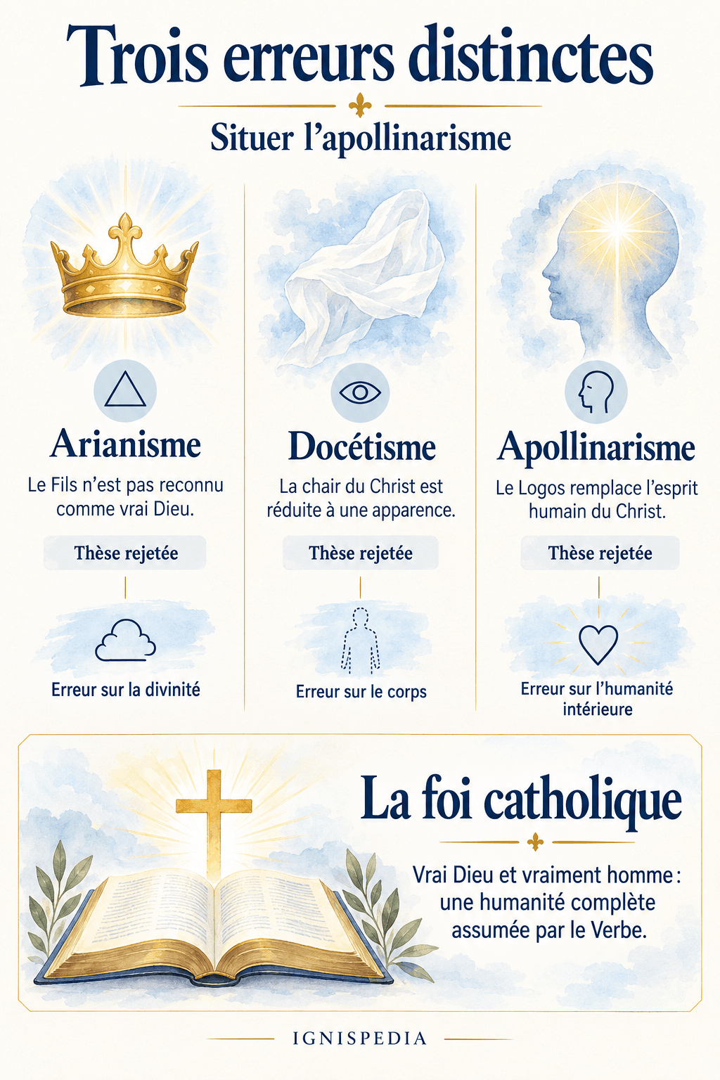 Arianisme, docétisme et apollinarisme : trois erreurs distinctes