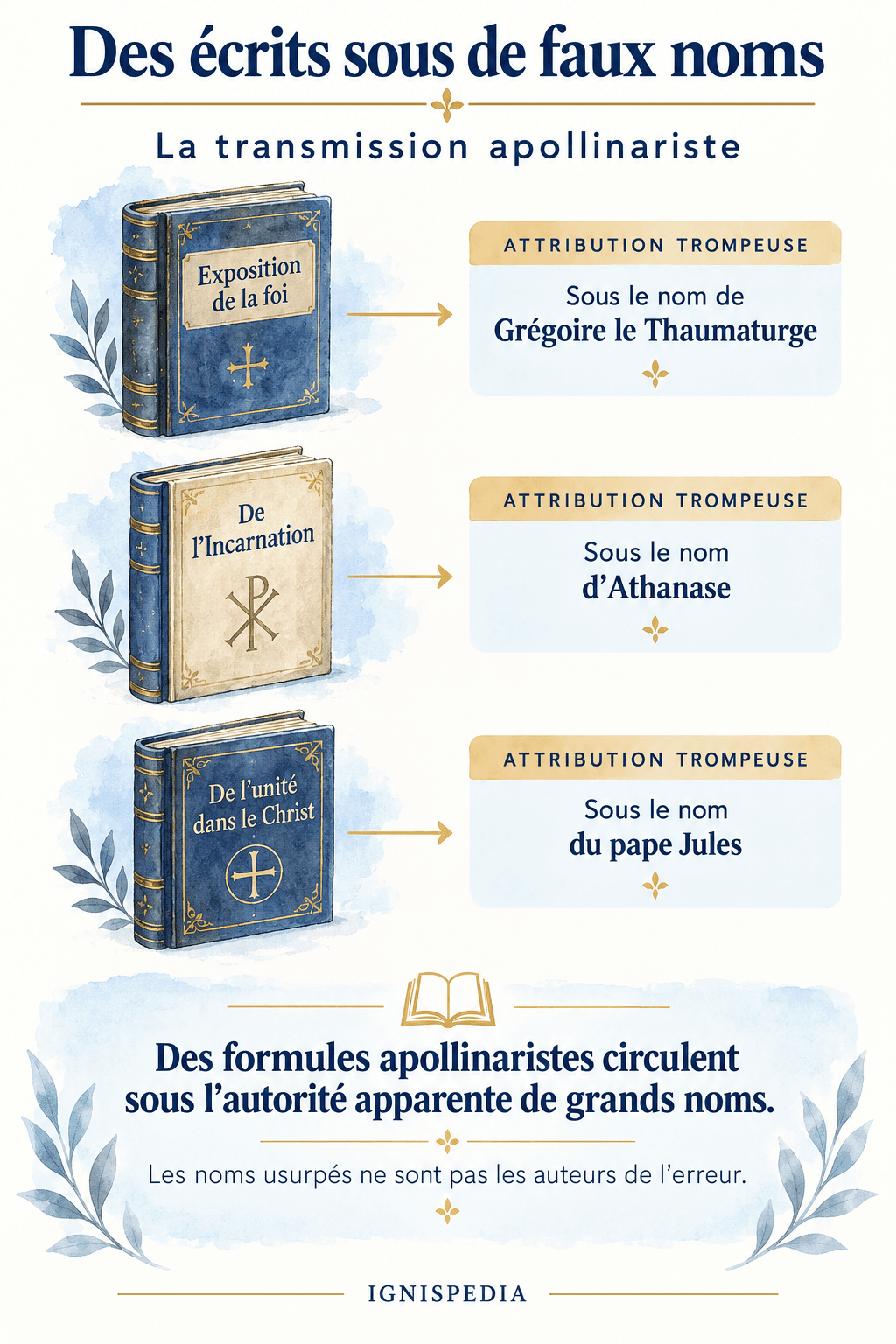 Les écrits apollinaristes faussement attribués à Grégoire le Thaumaturge, Athanase et Jules