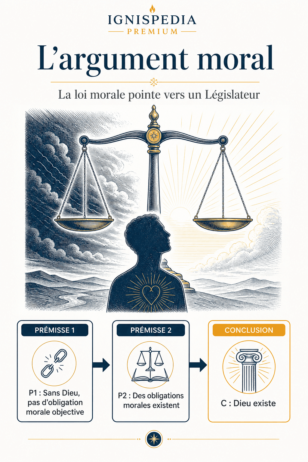 Syllogisme de l'argument moral en faveur de l'existence de Dieu