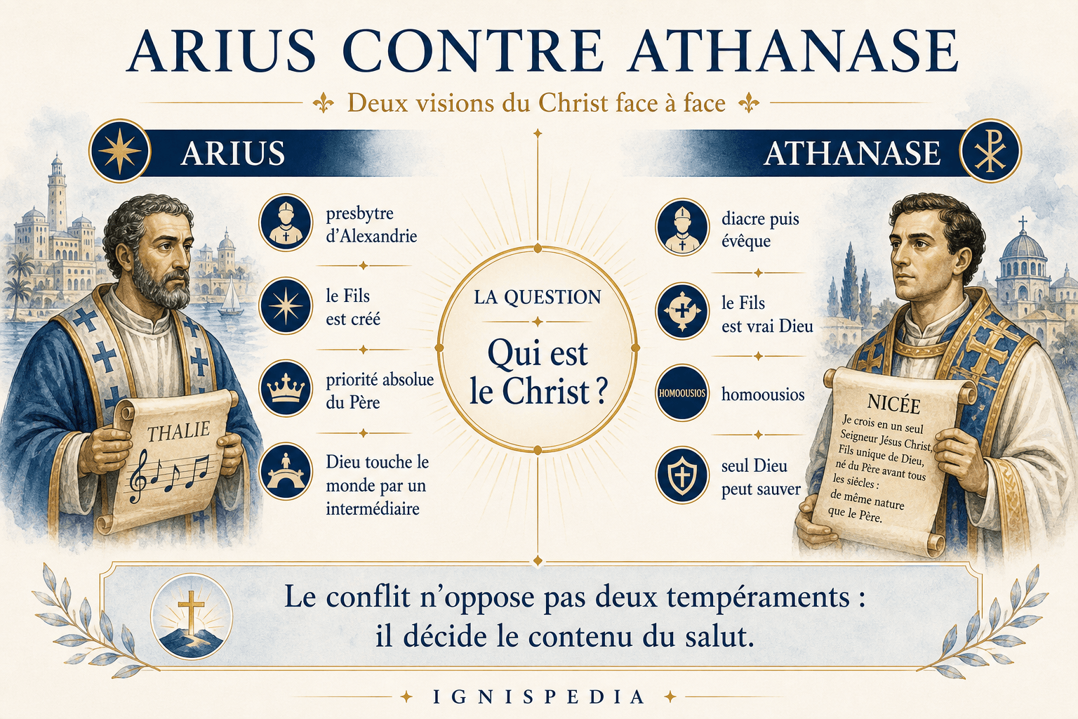 Infographie Ignispedia : Arius contre Athanase