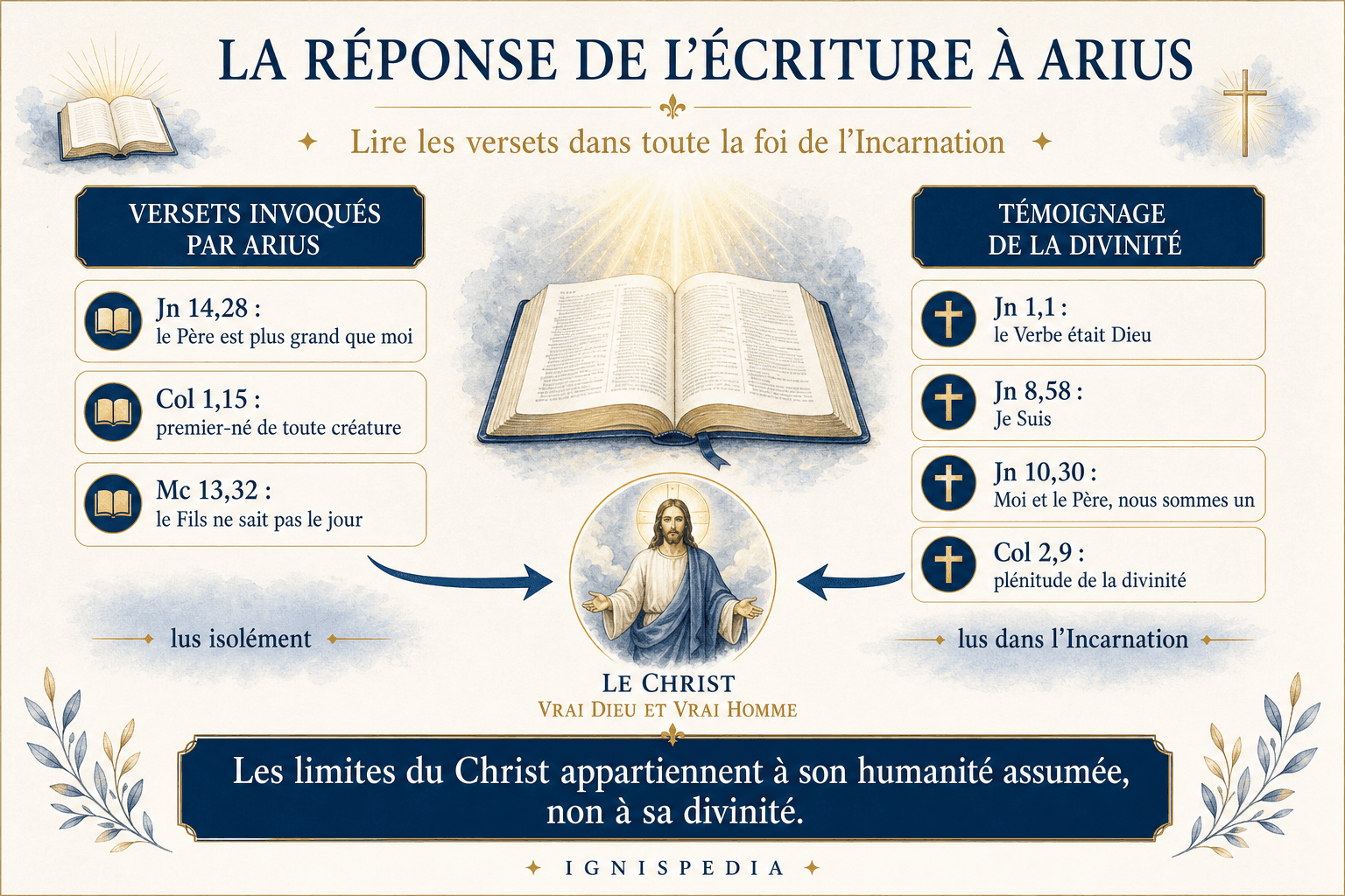 Infographie Ignispedia : la réponse de l'Écriture à Arius
