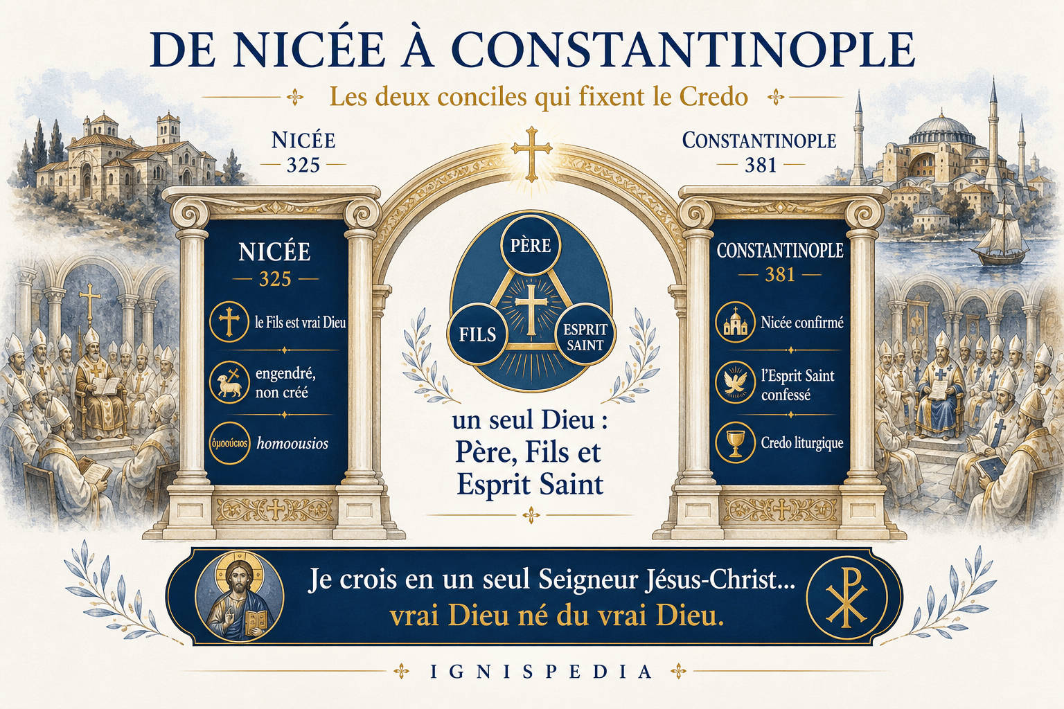 Infographie Ignispedia : de Nicée à Constantinople