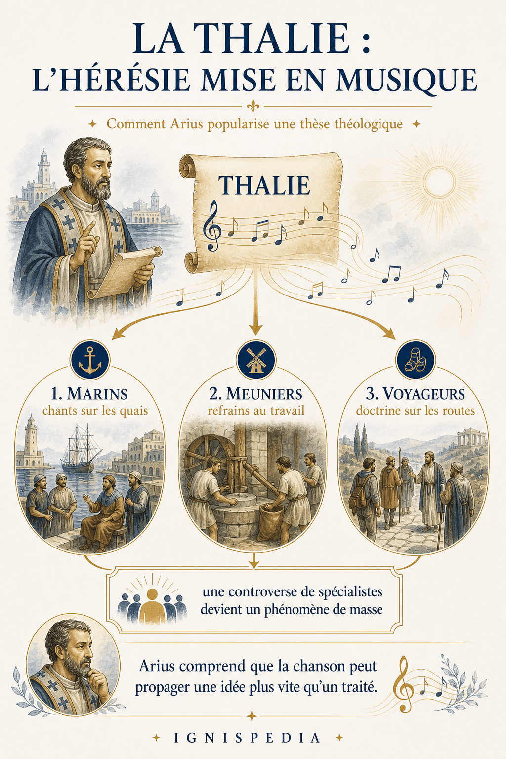 Infographie Ignispedia : la Thalie, l'hérésie mise en musique