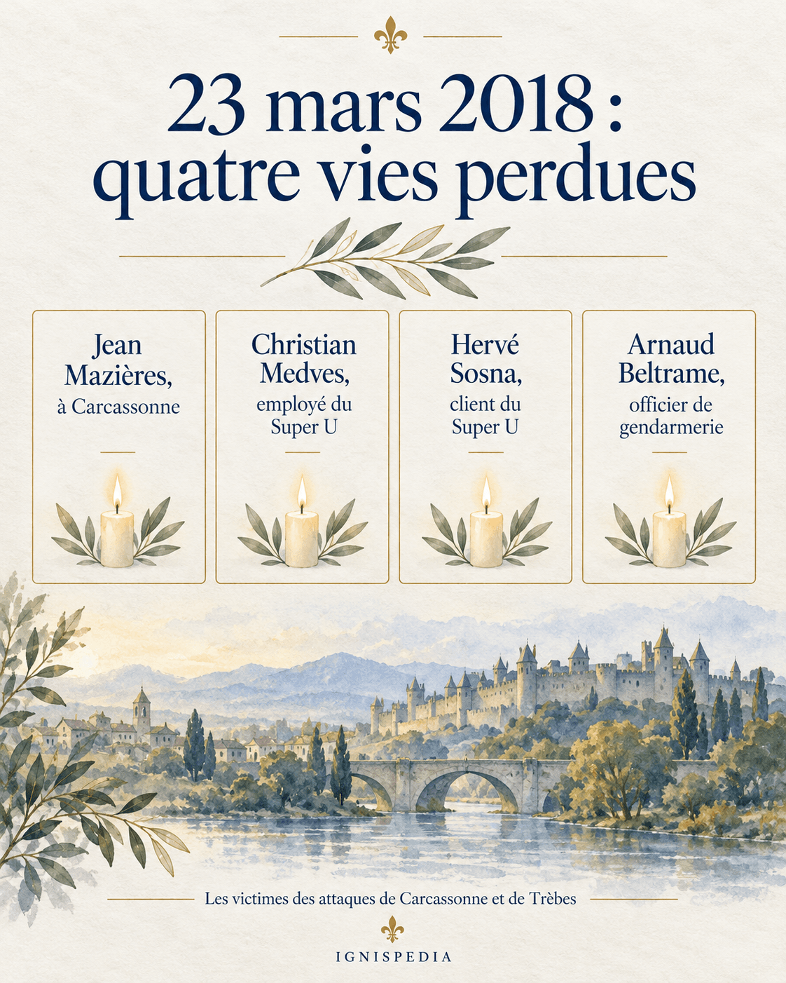 Les quatre victimes des attaques de Carcassonne et de Trèbes, nommées dans des panneaux commémoratifs