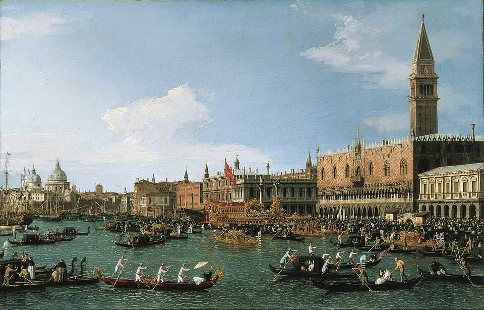 Der Bucintoro in Venedig am Himmelfahrtstag, von Canaletto.