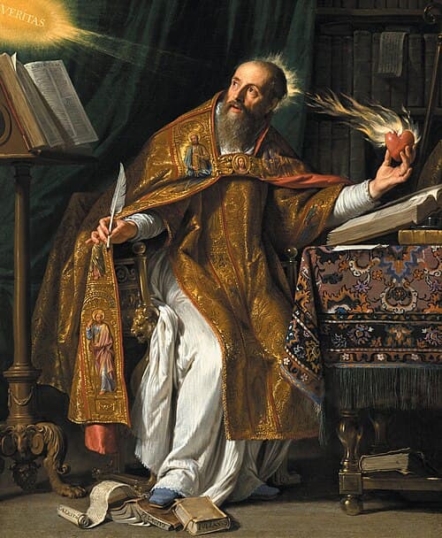 Heiliger Augustinus mit flammendem Herzen und Feder, von Philippe de Champaigne.