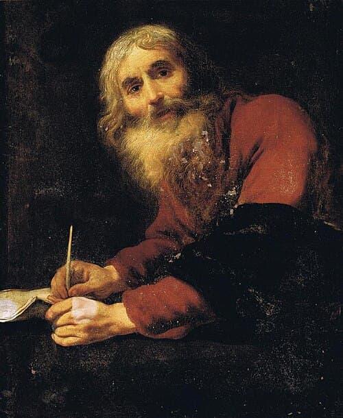 Der heilige Lukas beim Schreiben seines Evangeliums, Gemälde von Claude Vignon.