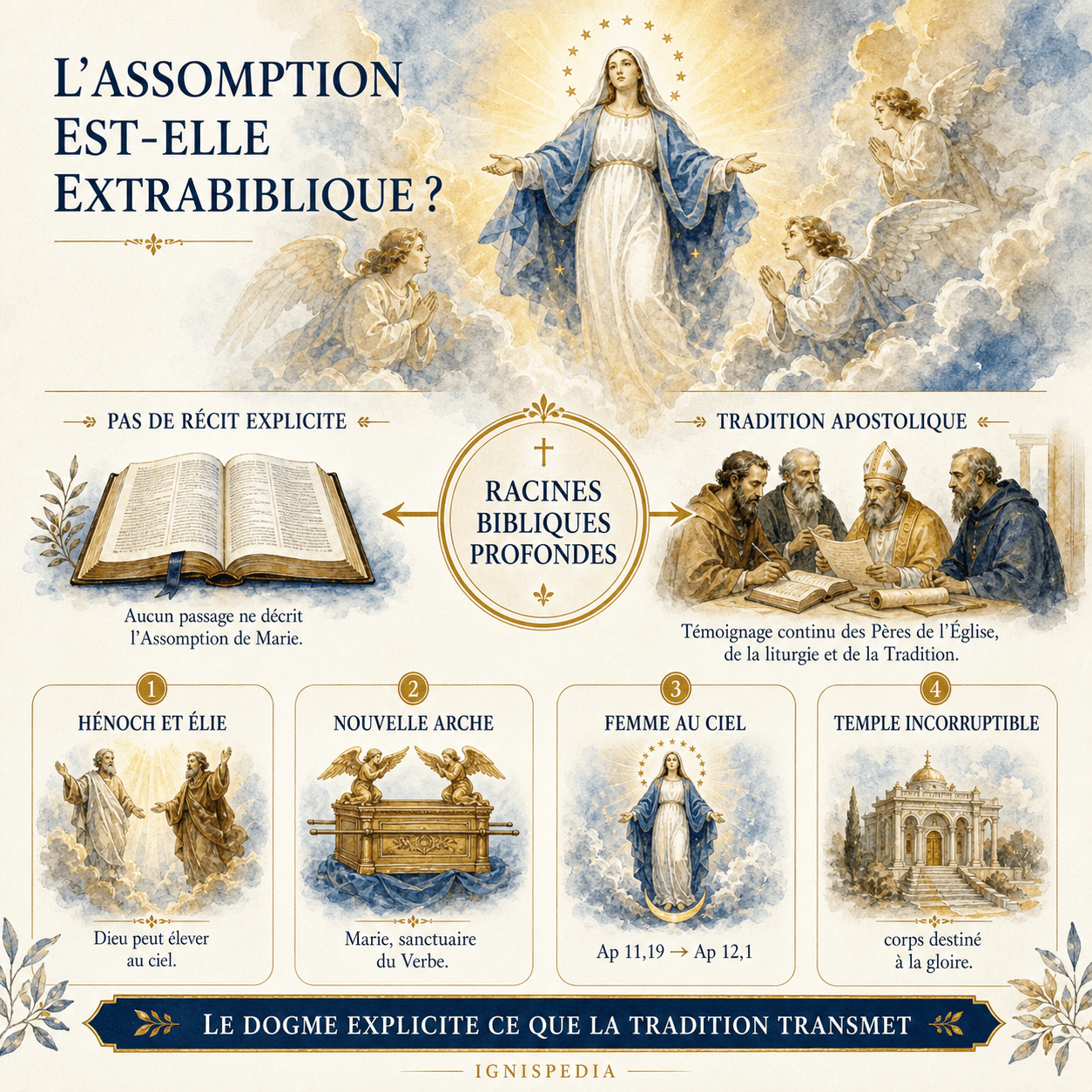 Infographie répondant à l'objection selon laquelle l'Assomption serait extrabiblique