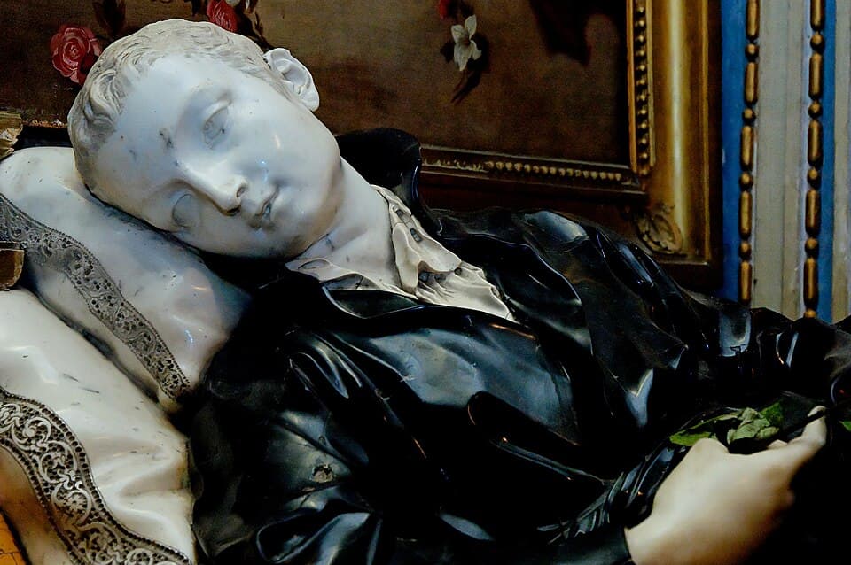 Saint Stanislaus Kostka on his deathbed, sculpture by Pierre Le Gros