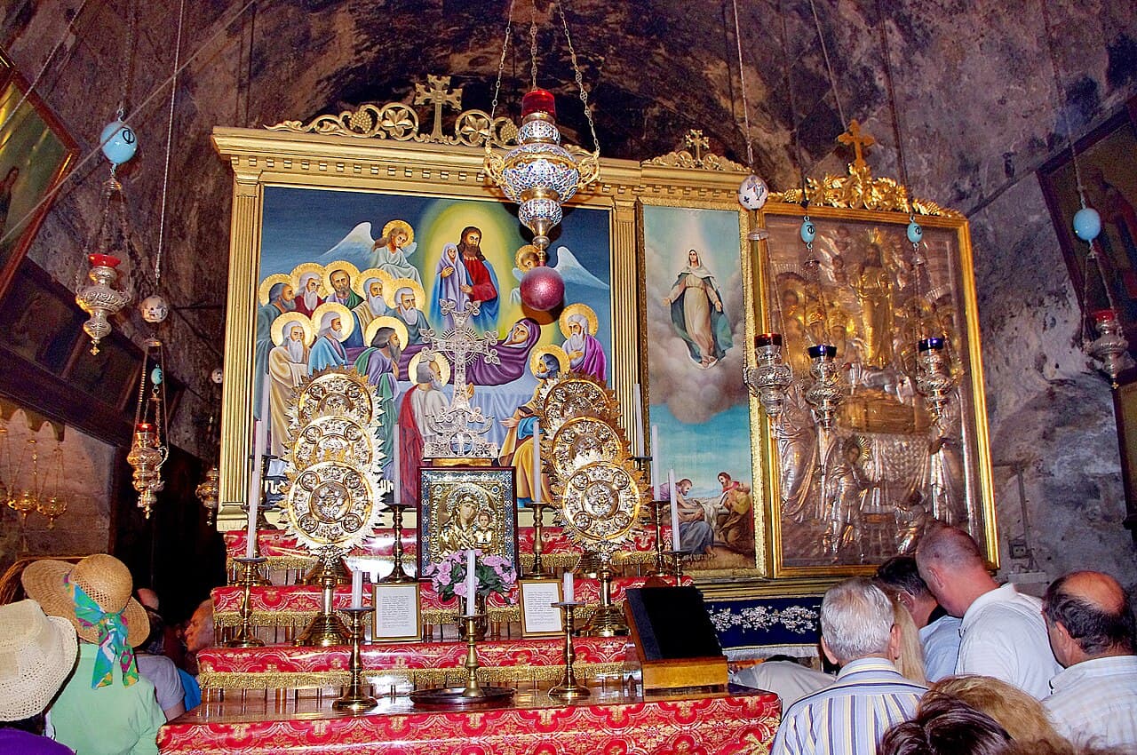 Interior of the Church of the Virgin's Tomb at Gethsemane