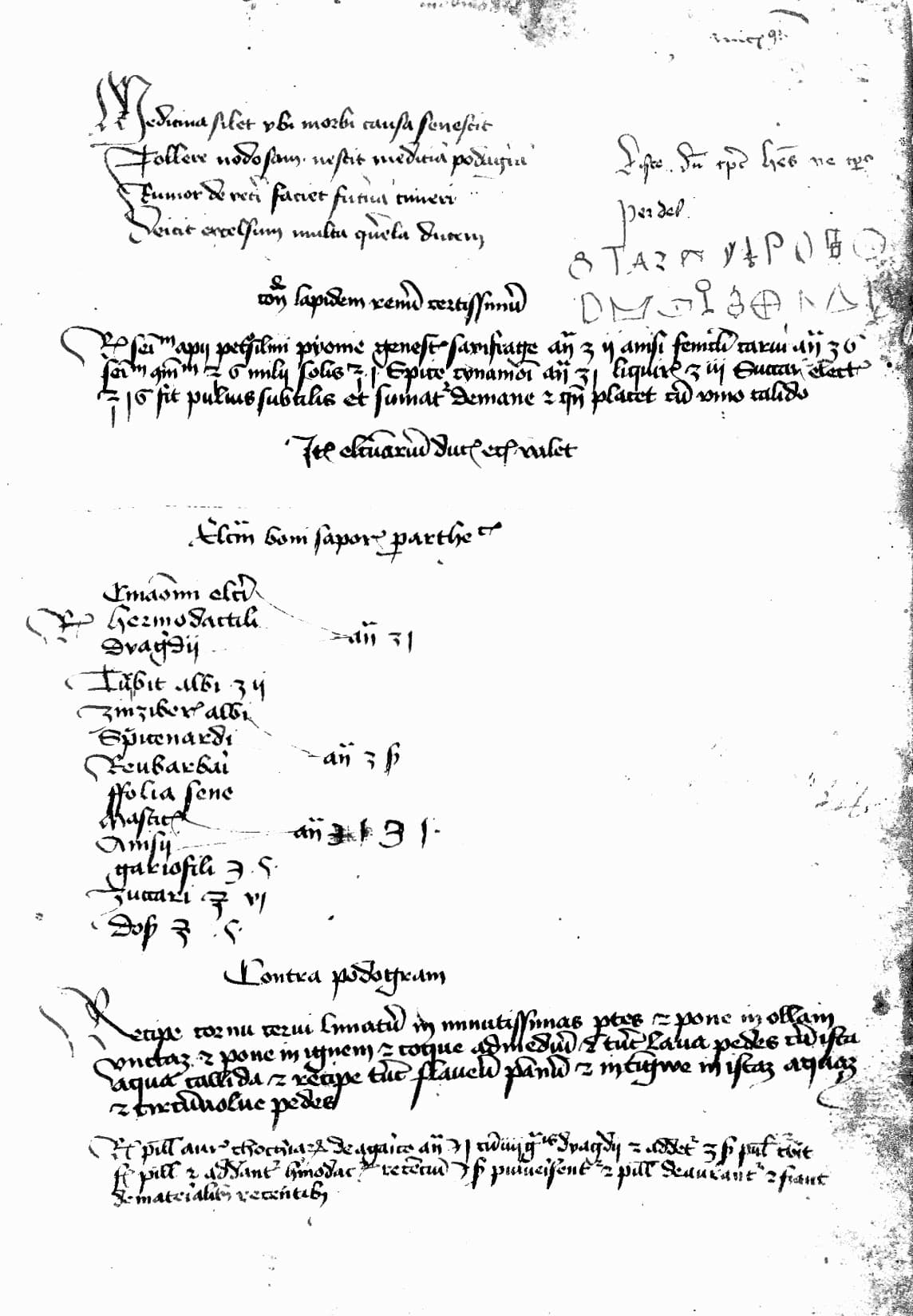 Pagina del Liber medicinalis di Avicenna, manoscritto latino verso il 1430