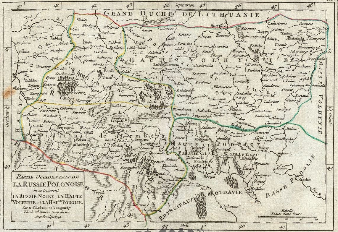 Mapa z 1749 roku przedstawiająca Rosję polską z Podolem i Wołyniem