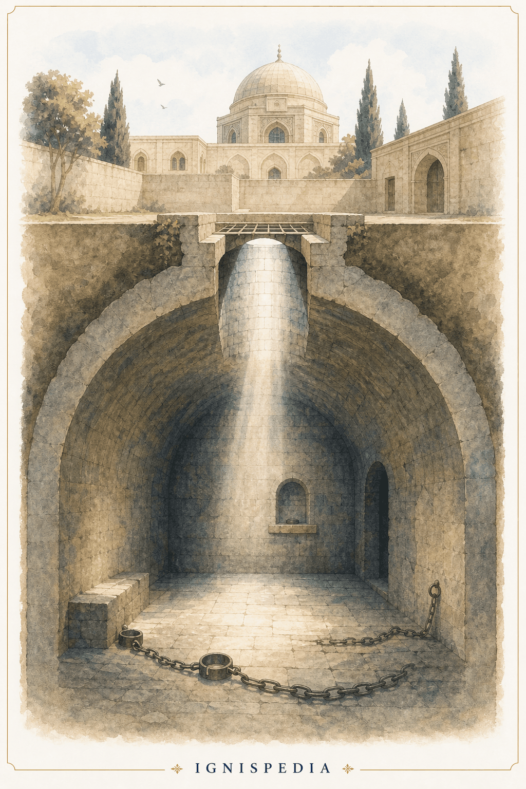 Illustration du Síyáh-Chál, prison souterraine de Téhéran