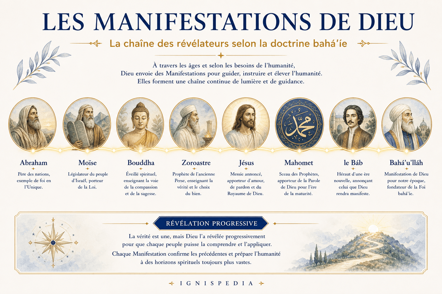 Chaîne des Manifestations de Dieu selon la doctrine bahá'íe