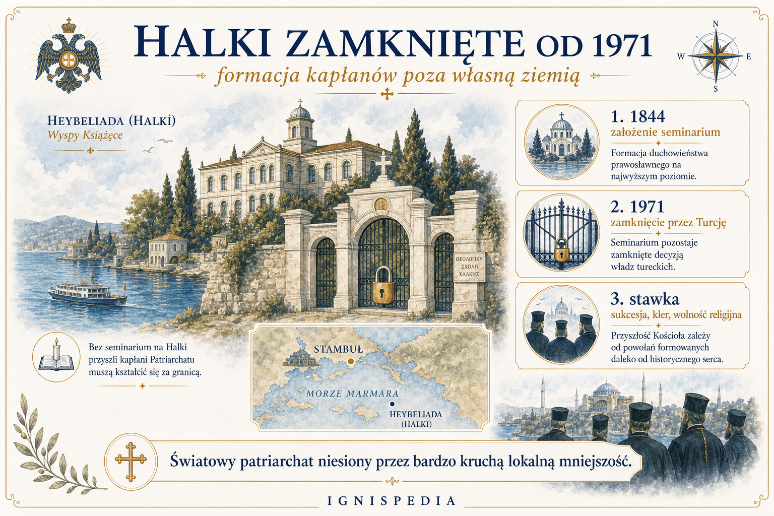 Infografika Ignispedia: Halki zamknięte od 1971 roku, formacja kapłanów poza własną ziemią