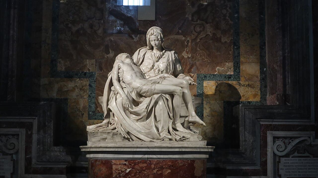 Michelangelo's Pietà in its chapel in St Peter's