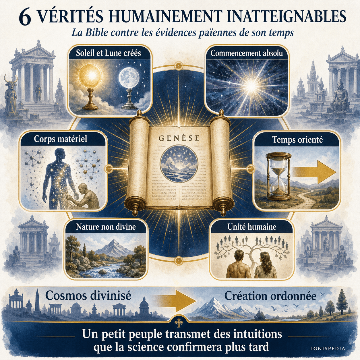 Infographie des six vérités humainement inatteignables attribuées à la Bible