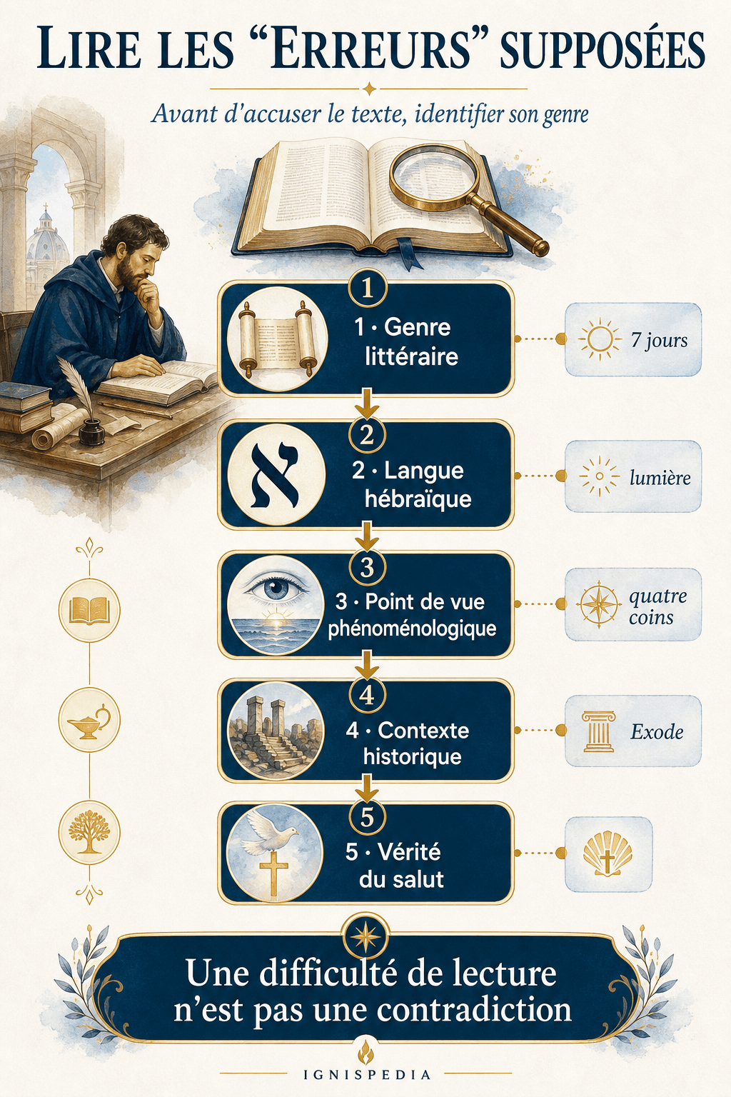 Infographie expliquant comment lire les erreurs supposées de la Bible