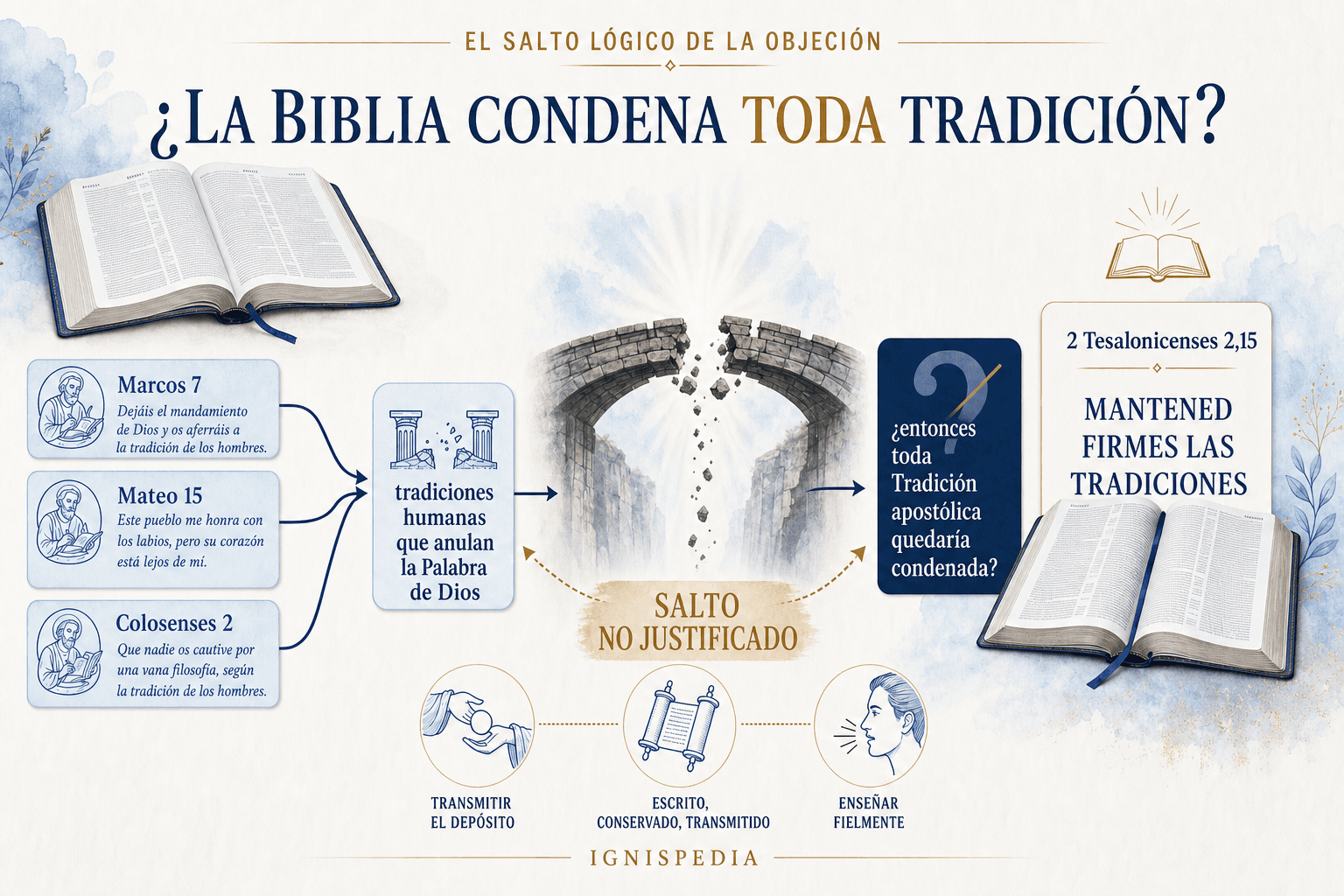 Esquema de la objeción protestante: de la condena de tradiciones humanas a la supuesta condena de toda Tradición