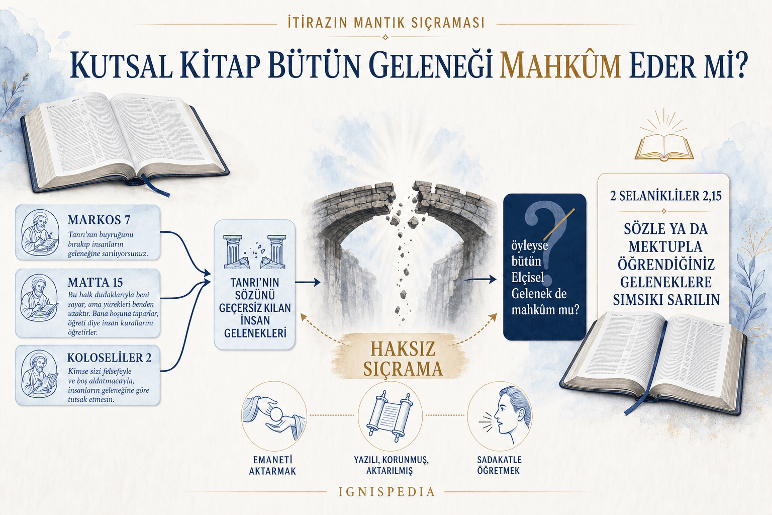 Protestan itirazının şeması: insan geleneklerinin kınanmasından tüm Gelenek’in kınanmasına varsayılan sıçrama