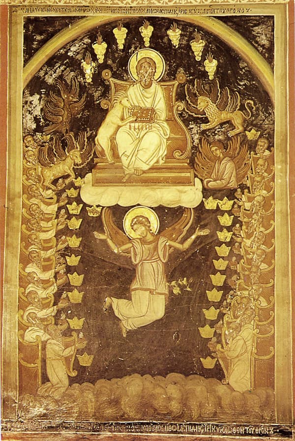 Die vierundzwanzig Ältesten der Offenbarung bringen goldene Schalen dar, die die Gebete der Heiligen sind