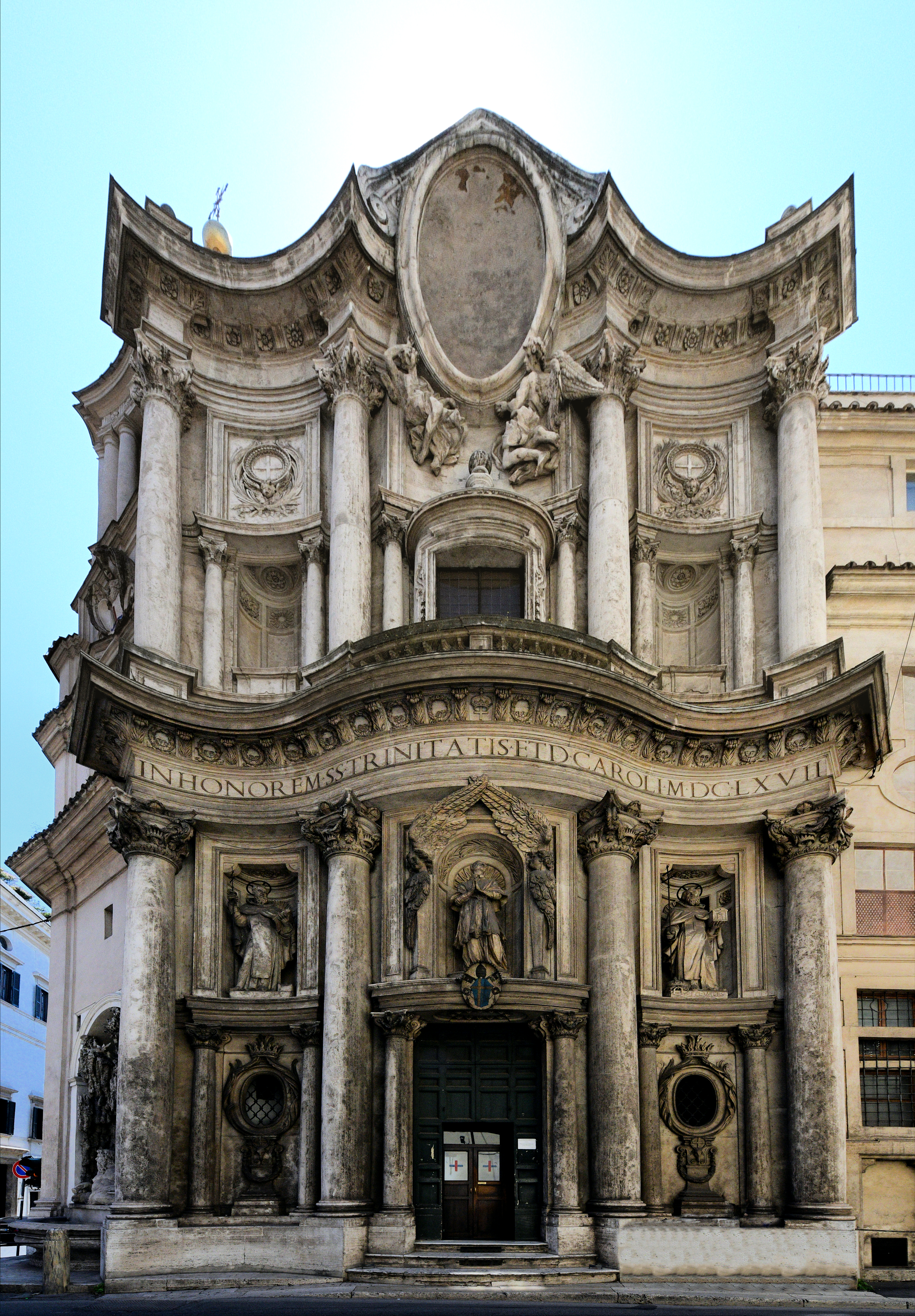 Facade of San Carlo alle Quattro Fontane in Rome, photographed by Architas
