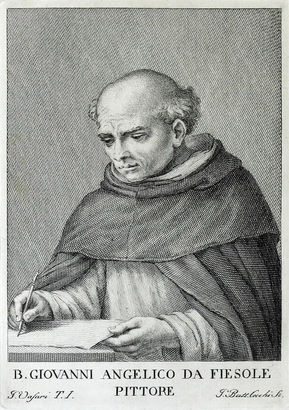 Engraved portrait of Blessed Fra Angelico by Giovanni Battista Cecchi, 1769