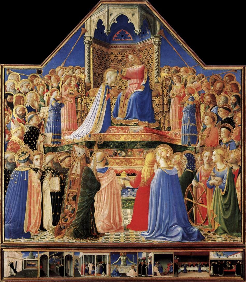 The Coronation of the Virgin by Fra Angelico, Christ crowning his Mother in heaven