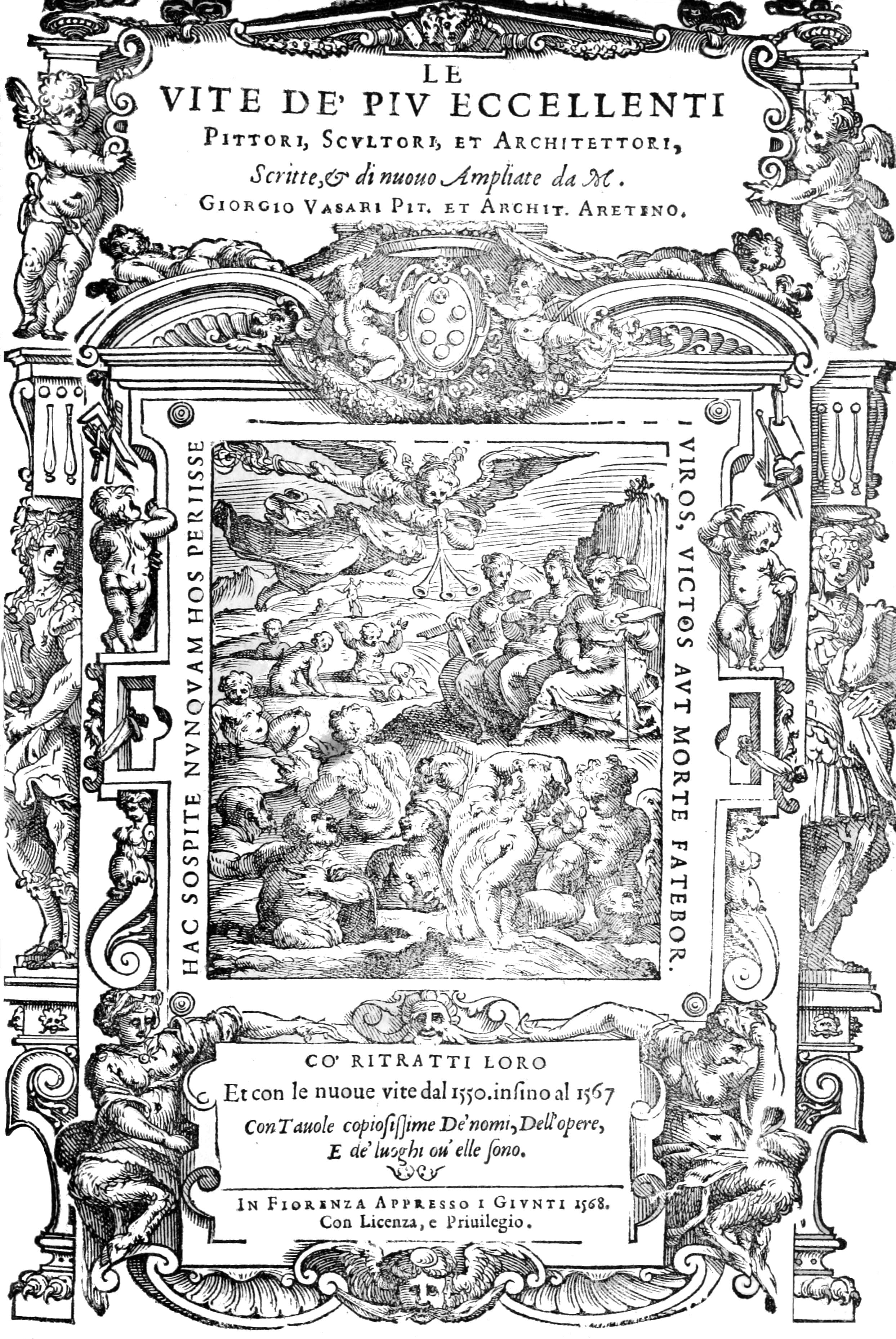 Title page of the Lives of the Painters by Giorgio Vasari, 1568 edition