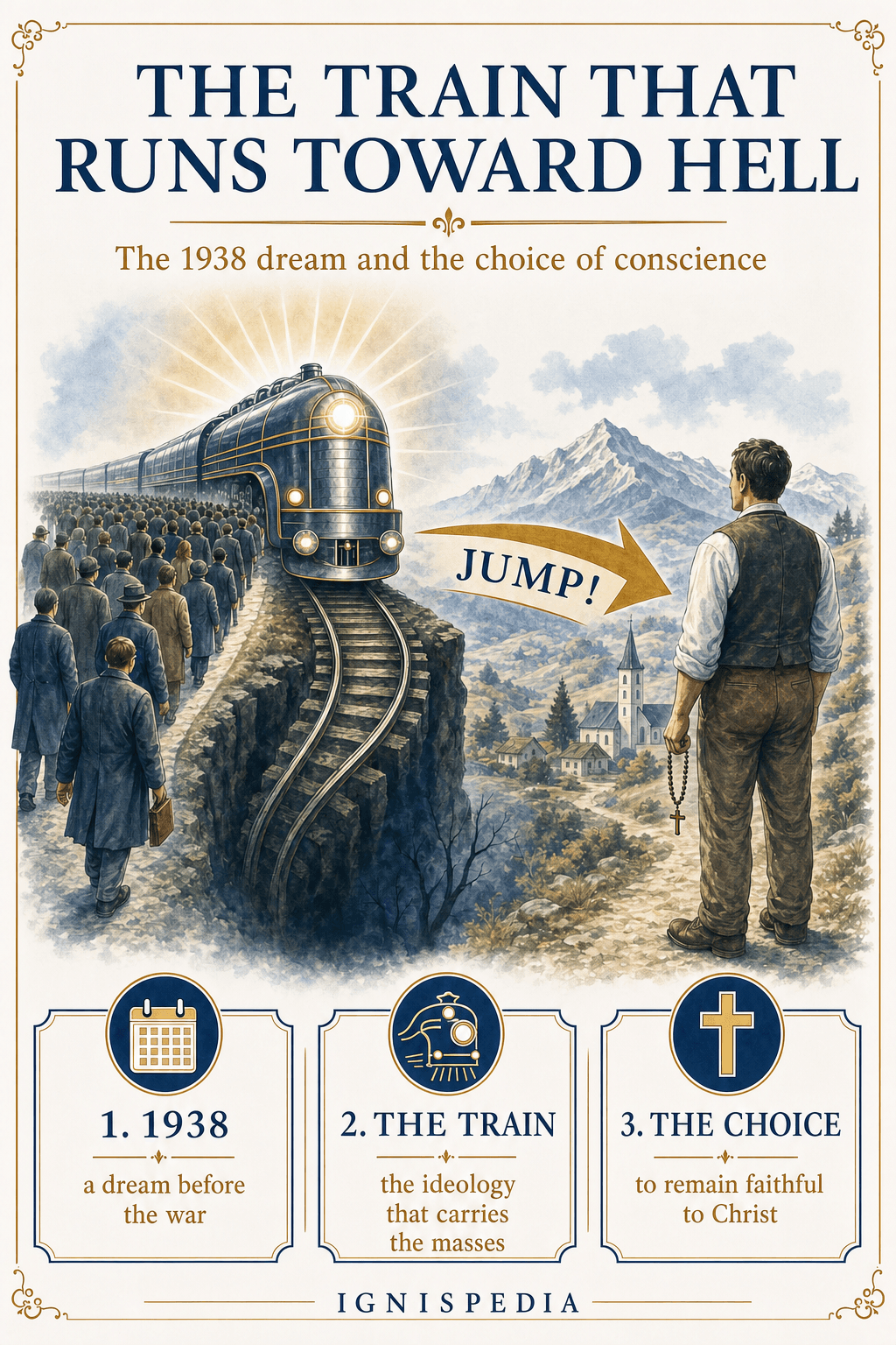 Infographic of Franz Jägerstätter's dream of the train running toward hell