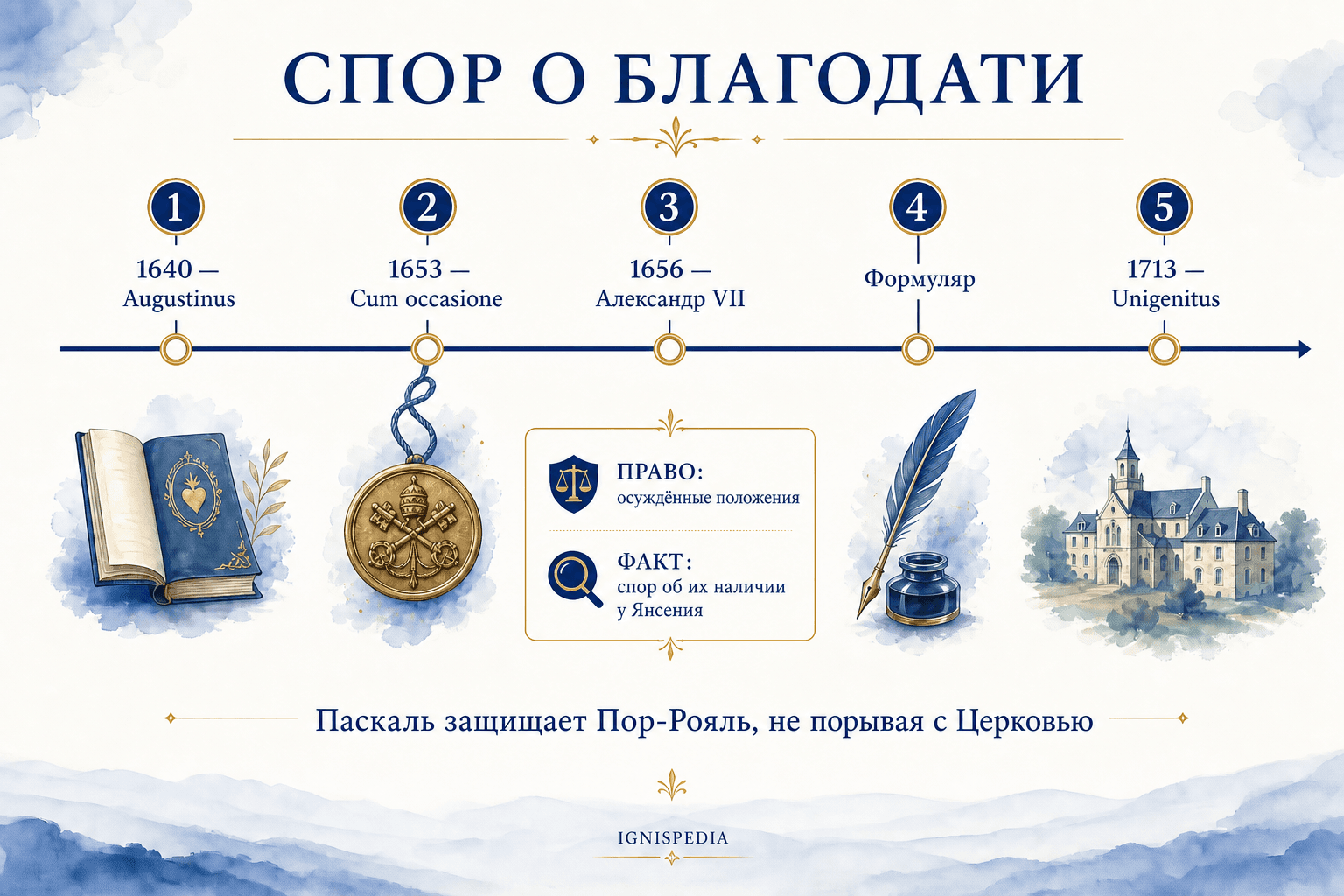 Инфографика Ignispedia о споре о благодати и различии между правом и фактом