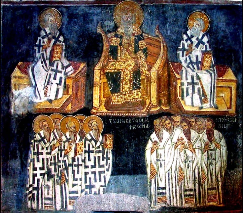 Fresque du concile de Nemanja, église Saint-Achille à Arilje