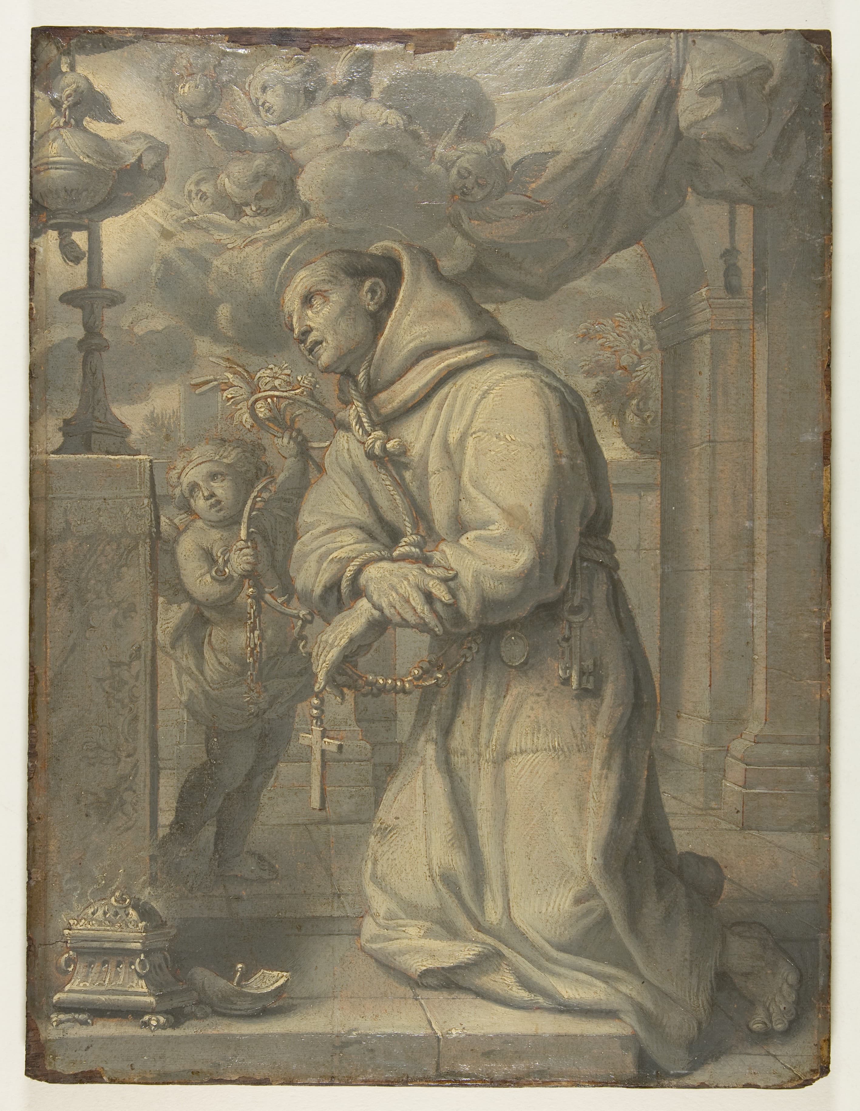 San Pasquale Baylon in adorazione davanti al Santissimo Sacramento, schizzo di Claude François, XVII secolo