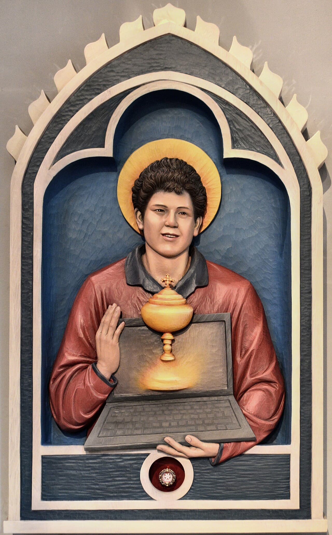 Gedenkstätte für den seligen Carlo Acutis in der Corpus-Christi-Kirche, Covent Garden, London