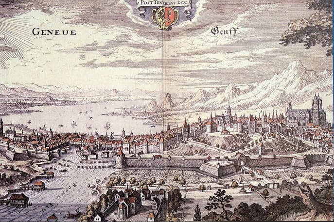 Veduta incisa di Ginevra verso il 1600