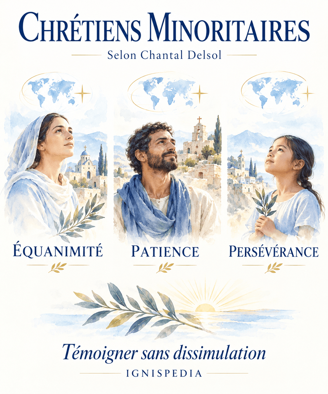Trois vertus nommées par Chantal Delsol pour des chrétiens minoritaires : équanimité, patience et persévérance