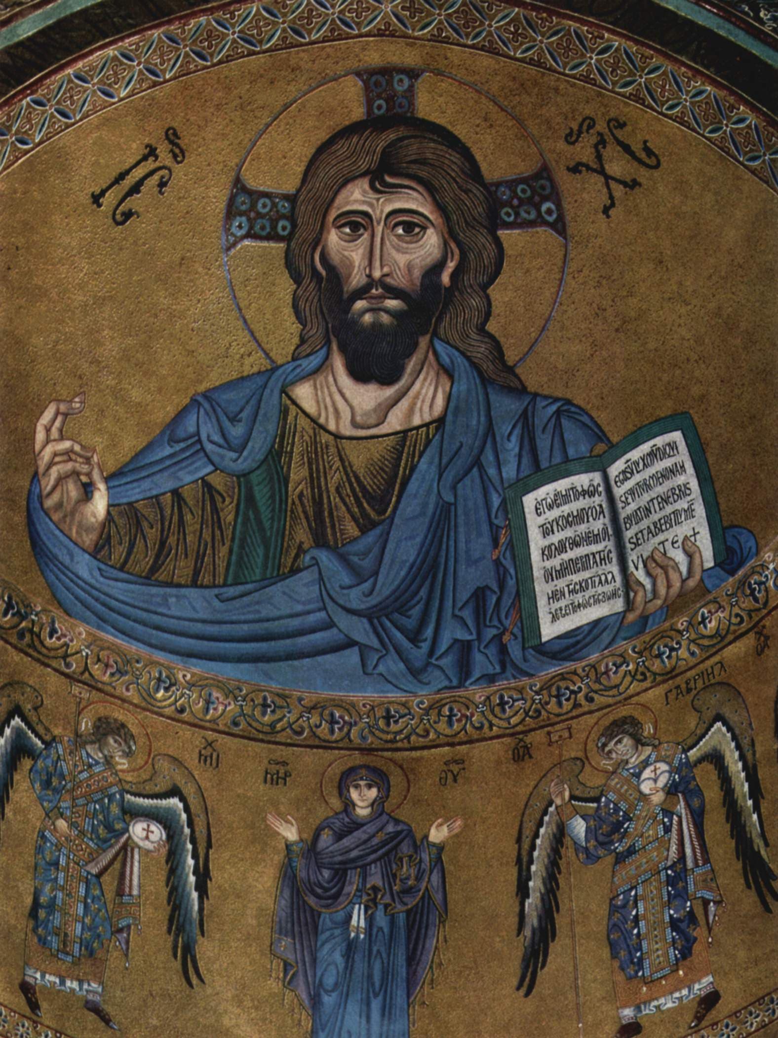 Le Christ Pantocrator dans la mosaïque de la cathédrale de Cefalù