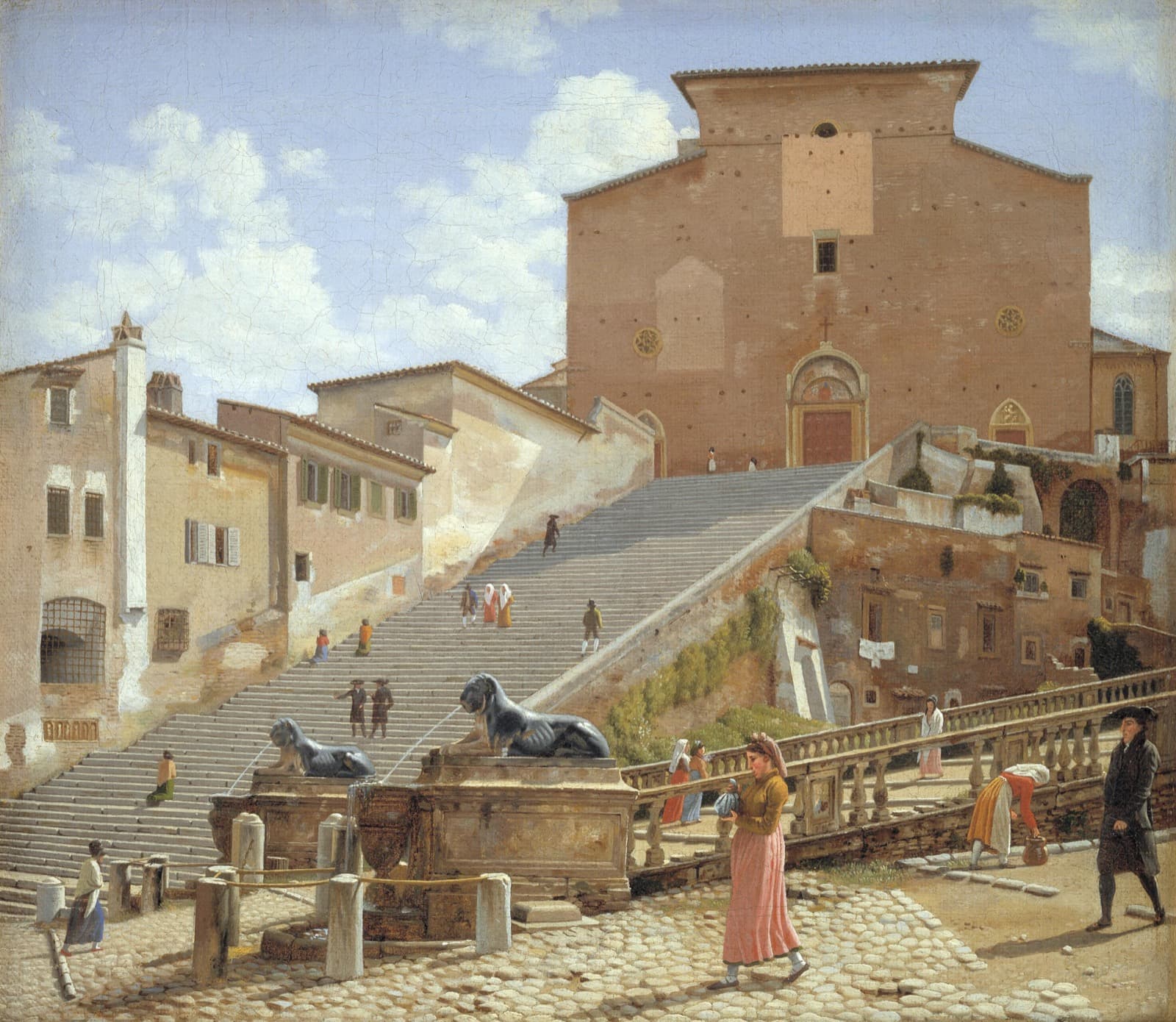 Las escaleras de Santa Maria in Aracoeli en Roma, pintadas por Christoffer Wilhelm Eckersberg